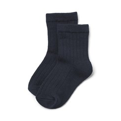 Wheat Wool Rib Socks Vilde - Navy